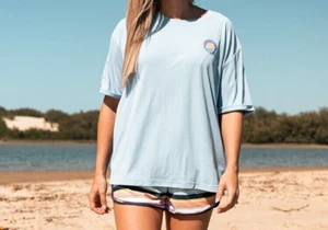 Ladies size XS  sky  blue BODY GLOVE surf short sleeve tee t-shirt  NEW A428 - Picture 1 of 8