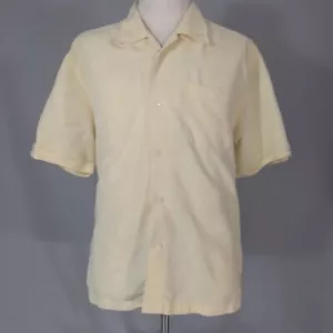 Cubavera shirt men's large yellow floral ghost print Hawaiian Aloha Tiki - Picture 1 of 12