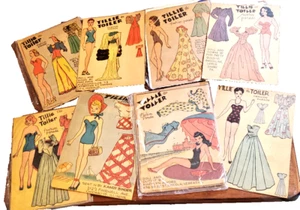 8 MUÑECAS DE PAPEL VINTAGE DE CÓMICS DE PERIÓDICOS 'Tillie the Toiler' años 30 excelente estado - Imagen 1 de 9