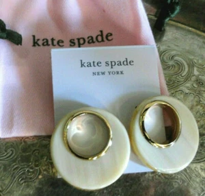 NWT Kate Spade On The Dot Studs Gold Plated Earrings Horn/ Cream Marble $68 - Picture 1 of 8