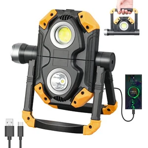 Waterproof Rechargeable Work Lights 360° Rotating Stand COB Flood Camp Light - Picture 1 of 13