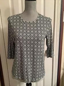 J Jill Shirt Womens PS Wearever Collection Geometric 3/4 Sleeve Tunic Top - Picture 1 of 8