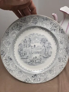 Antique f.&r. Rhine Dinner Plate Blue gray pattern - Picture 1 of 14
