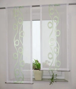 Scheibengardinen 2er Set weiß grün Wellen modern Gardine Voile Bistro - Bild 1 von 11