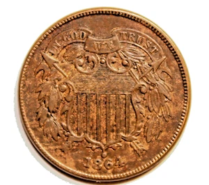 1864 Two Cent Piece, Large Motto, Beautiful.-WBLS-013 - Picture 1 of 2
