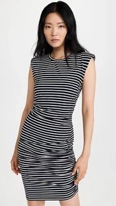 VERONICA BEARD DAMEN STREIFEN MIDI ASYMMETRISCH SS GERRUCH MARINEWEISSES KLEID NEU MIT ETIKETT M - Bild 1 von 8