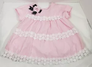 Pink Baby Girls' Dress Frilly Formal w White Lace Layered 24 mos Rare Editions - Picture 1 of 9
