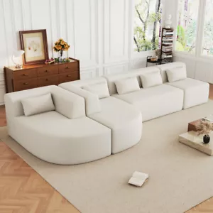 Upholstered Sectional Sofa U-Shaped Sofa Couch Convertible Chaise Furniture Set - Picture 1 of 21