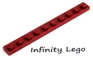 10 LEGO Plato Rojo Oscuro 1 x 10 (4477) - (10 Piezas) - Imagen 1 de 2