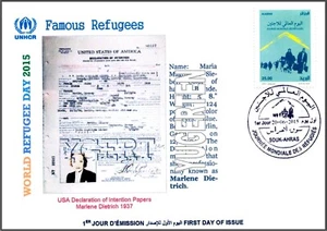 ALGERIA - FDC - World Refugee Day - Refugees - Marlene Dietrich - Cinema - Exile - Picture 1 of 1