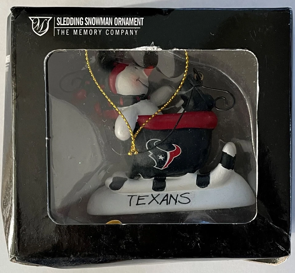 NFL Houston Texans Sledding Snowman Christmas Tree Ornament Decoration - Image 1 of 1