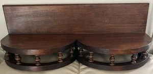 Wood Wall Shelf Half Round with Rail Vintage Wall Display 21.5 in - Picture 1 of 8