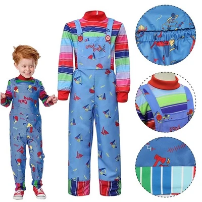 Halloween Boys Girls Horror Costume Chucky Toddlers Doll Fancy Dress Outfit NO4