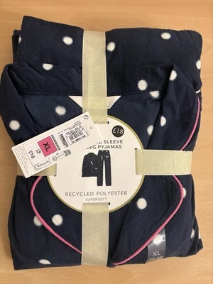 🌟Marks & Spencer женщин Rever флисовая пижама, темно-синий пятно, размер XL 20-22, новый🌟 - Изображение 1 из 4