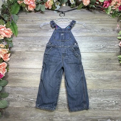 Vintage OshKosh B'Gosh Retro Overalls Size 2T Flannel Lined Carpenter Jean Denim — 第 1/4 张图片