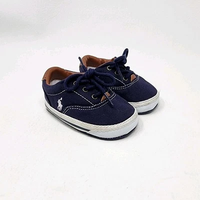 Sapatos Polo Ralph Lauren Berço Bebê Menino Tamanho 3 Lona - Imagem 1 de 4