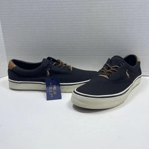 Polo Ralph Lauren Thorton Shoes Mens Size 9 Black Canvas Low-Top Lace Up Casual - Picture 1 of 15