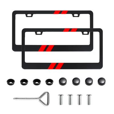 2p For Dodge Charger Red Car License Plate Frame Black Metal Cover Accessories🥰 Foto 1 de 4