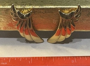 Orecchini Clip-On Ventaglio Ala Tono Oro Vintage Audace Dichiarazione Gioielli - Foto 1 di 3