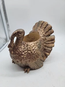 THANKSGIVING TURKEY PLANTER  CANDLE HOLDER Bronze Turkey Tiered Tray - Picture 1 of 9