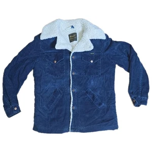 Vintage Wrangler Corduroy Sherpa Jacket Men’s M Blue Retro Western Coat USA Made - Picture 1 of 12