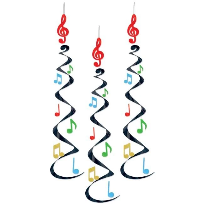 Musical Notes Deluxe Hanging Whirls 3 Pack 30" Foil Decorations Party Supplies - Image 1 of 1