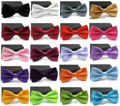 10 PCS Men's Tuxedo Satin Plain Solid Color Adjustable Wedding Bowtie Bow Tie - Image 1 of 3