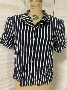 Norton McNaughton kurzärmliges gestreiftes Viskose-Damenhemd mit Knopfleiste Gr. XL 16 - Bild 1 von 9