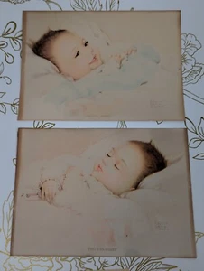 Vintage 1940s Edythe Marie Klapka Precious Awake Precious Asleep Baby Print Set - Picture 1 of 9