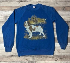Hunting Dog Sweatshirt Adult Large Blue Vintage Blue Jerzees Animal Nature Wild - Picture 1 of 8