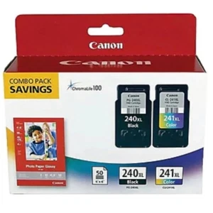 NEW Canon PG 240XL Black & CLI 241XL Color Ink Cartridge with 50 Photo Paper - Picture 1 of 2