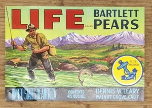 Label Life Brand Pears Walnut Grove Dennis Leary Fishing - Picture 1 of 1