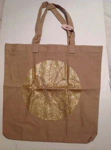 Victorias Secret Gold Studded Glitter Medium L / W Canvas Tote Book Bag NWT LE - Imagen 1 de 8