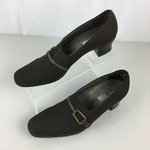 Munro American Brown Fabric Horsebit Heeled Slip On Pump Loafers Womens 9.5 N - Picture 1 of 8