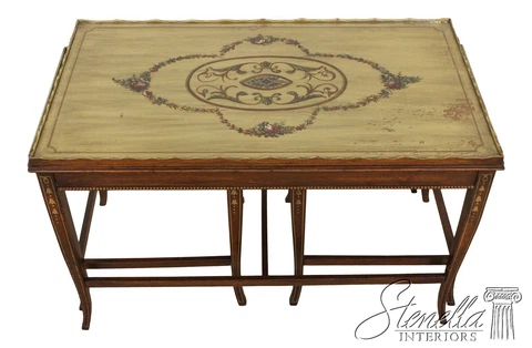 F59863EC: Adam Style Paint Decorated Vintage Nesting Tables Cover