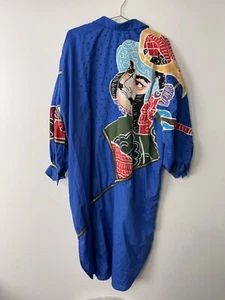 Vintage Japanese Women’s Dress XL Wohl Art To Wear Classic Blue - Picture 1 of 11