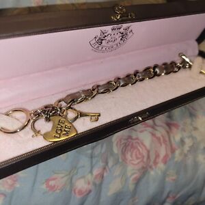 Juicy Couture Leather and Gold "Love Me" Bracelet 