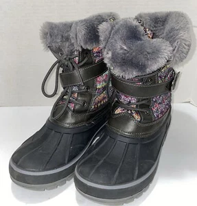 Dream Pairs Kids Fur Lined Waterproof Snow Boots Thinsulate sz 4 - Picture 1 of 4