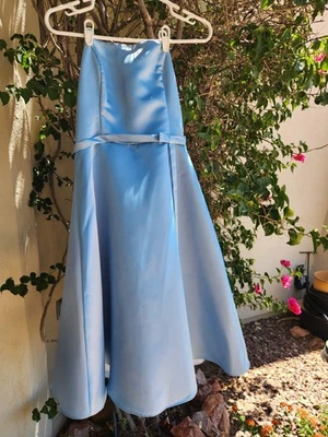 Fiesta Girls/Junior  Strapless Fit & Flare Blue Taffeta A-Line Dress Size - Image 1 of 4