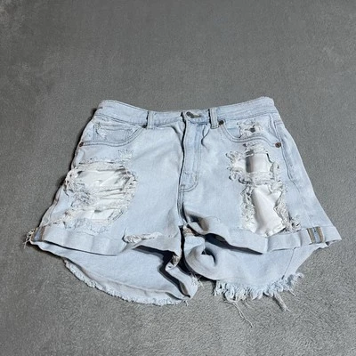 American Eagle Jean Shorts Womens 8 Light Wash Distressed Stretch Blue - Image 1 of 4