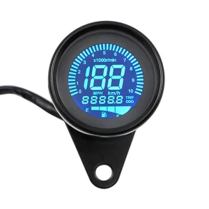 Black LCD Digital 12V Universal Motorcycle Gauge Speedometer Tachometer Odometer - Picture 1 of 9