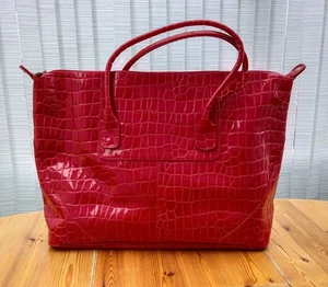 Elizabeth Arden Large Red Mock Croc Zip Top Fully Lined Tote/Shopping/Travel Bag - Picture 1 of 4