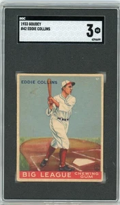 1933 Goudey EDDIE COLLINS #42 Graded SGC 3 BOSTON RED SOX HOF - Picture 1 of 2