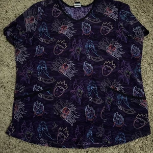 Women's xl Disney Villains Maleficent Purple Short Sleeved Scrub Shirt Halloween - Picture 1 of 3