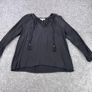 Johnny Was Calmé Shirt Damen klein schwarz Quaste zum Binden Boho Bauern Langarm - Bild 1 von 9