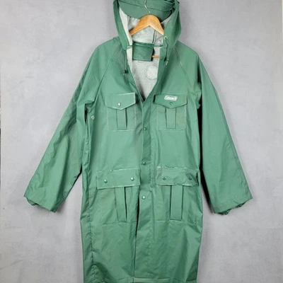 Abrigo de Lluvia Coleman Para Hombres Pequeño Bosque Verde PVC Con Capucha Cremallera Completa Exterior Impermeable Foto 1 de 4