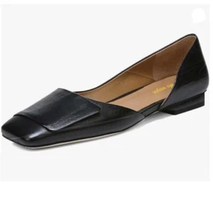Womens Fashion Pumps Side Cut Ballet Flats Block Low Heels Square Toe Black Shoe - Picture 1 of 8