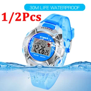 Waterproof Kids Digital Electronic LED Watches Wrist Sport Silicone Watch Gift - Picture 1 of 26