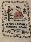 Vintage Hand Embroidered Needlepoint Romantic Joyous Laughter Sunshine - Again