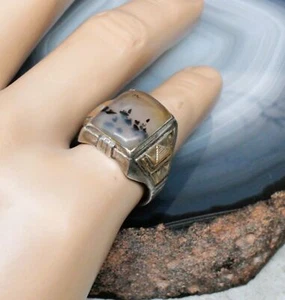 Sterling Silver W/10K Accent Agate Ring - 7.9g - Picture 1 of 6